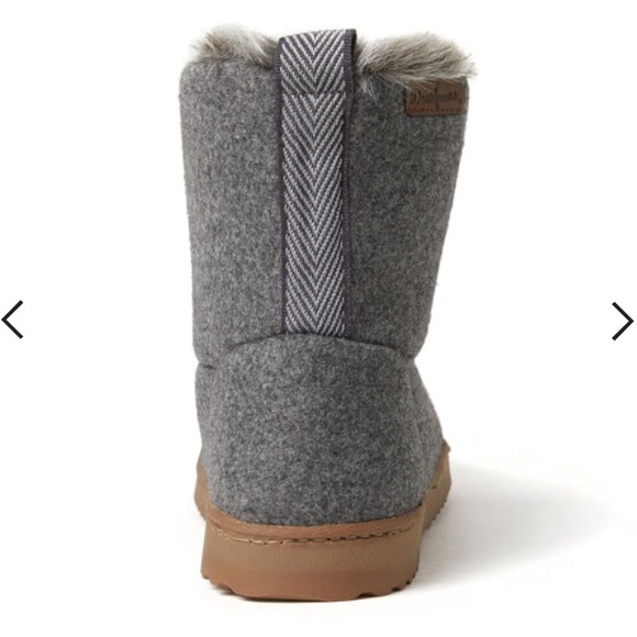 NWT Dearfoams Sierra Comfy Cozy Booties Memory Foam Outsoles Furry Boot Slippers - Picture 6 of 11